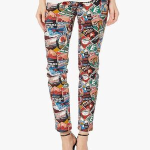 Krazy Larry Pull on passport print pants size 16